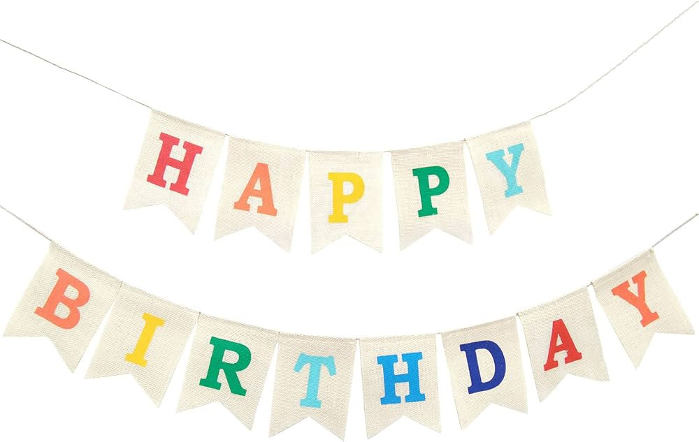 Colorful Happy Birthday Burlap Banner, Assembled Durable Happy Birthday Sign Birthday Party Decor... | Amazon (US)