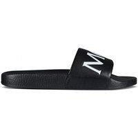 Luxury Shoes For Men Moncler Black Slides With White Logo | Stylemyle (US)