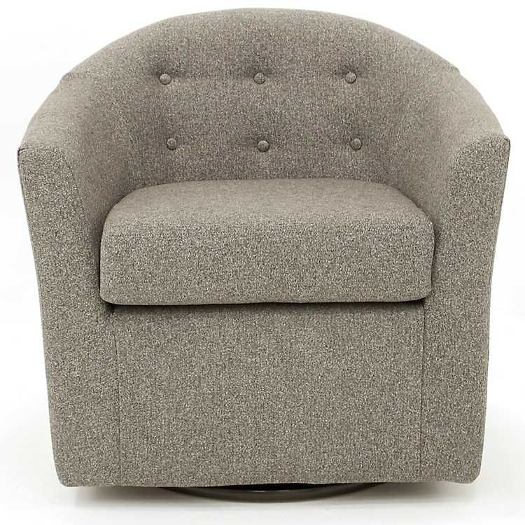 New! Gray Tufted Swivel Barrel Accent Chair | Kirkland's Home