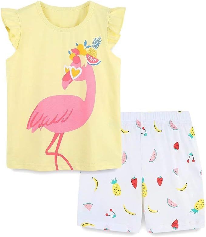 Bumeex Toddler Girls Summer Outfit Cotton Top and Shorts Clothing Set | Amazon (US)