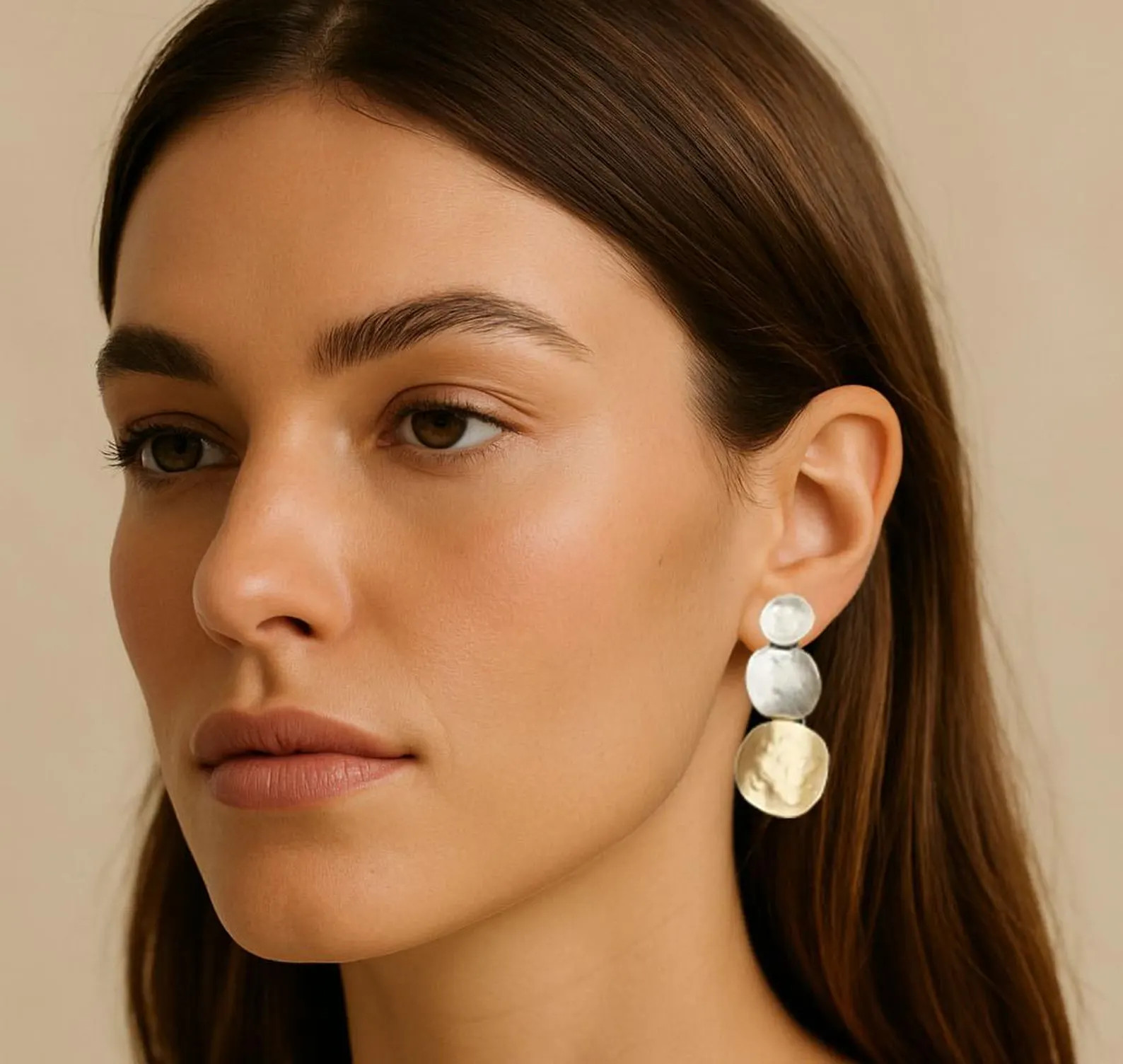 Statement Drop Earrings: Matte Silver & Gold Disc Modern Jewelry | Etsy (US)