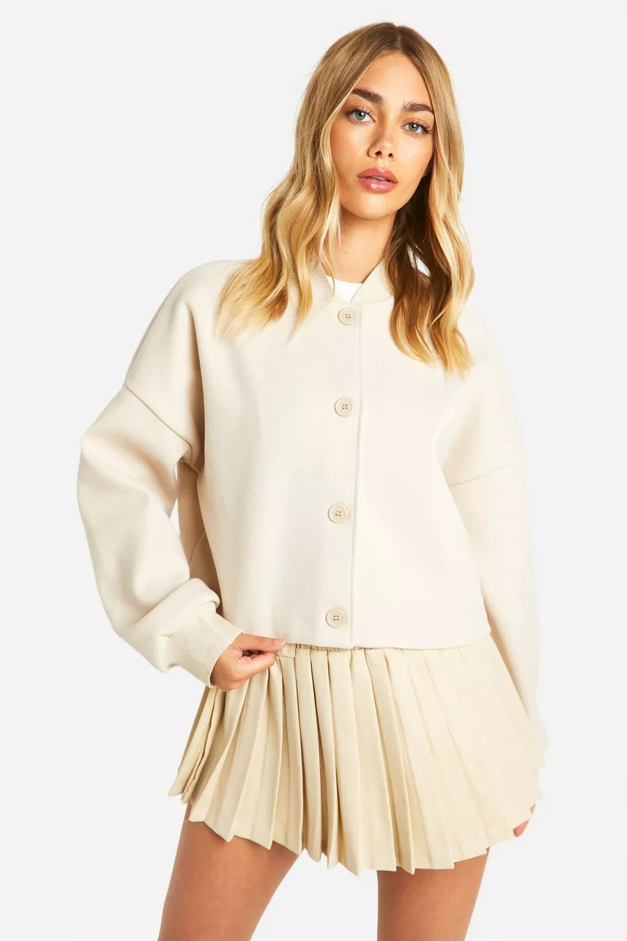 Wool Look Bomber Jacket | Boohoo.com (UK & IE)