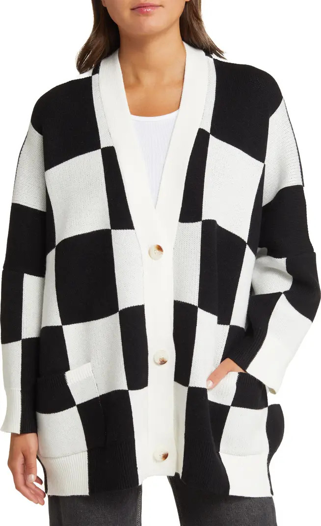 Love You Oversize Checkerboard Cardigan | Nordstrom
