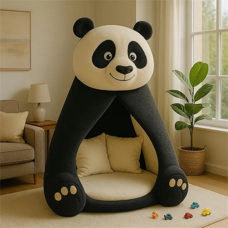 Panda Plush Kids Teepee Tent, Indoor Playhouse for Toddlers, Cozy Reading Nook & Nursery Decor In... | Etsy (US)