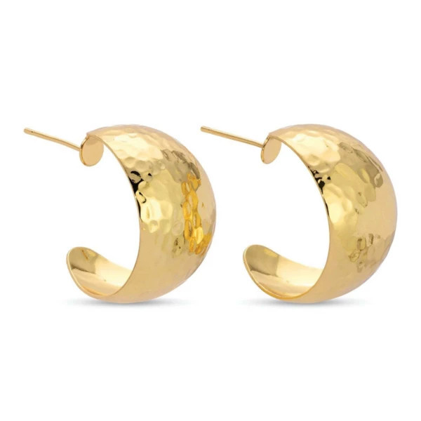 Splendid Iris Textured Extra Wide Rounded Hoop Earrings Gold | Scheels