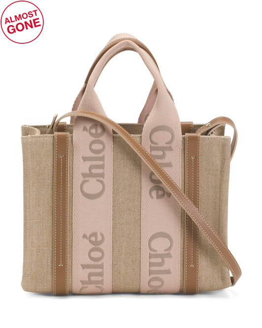 Made In Italy Linen Woody Small Tote With Shoulder Strap | TJ Maxx