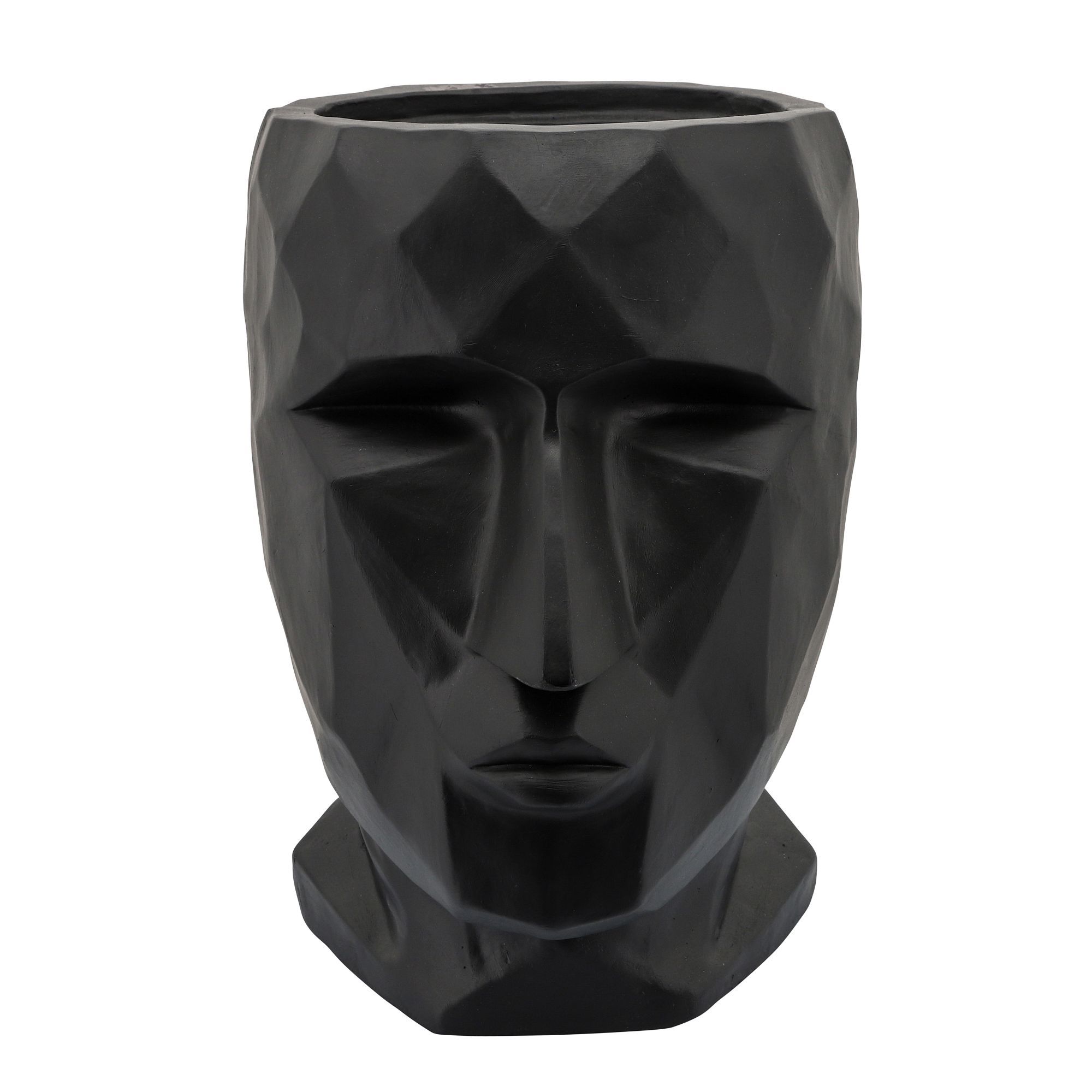 17" Solid Black Geometric Face Planter | Walmart (US)