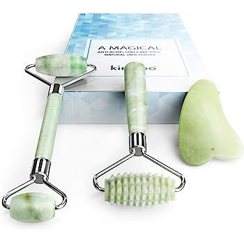 Kimkoo Jade Roller for Face-3 in 1 Kit with Gua Sha Massager Tool,100% Real Natural Jade Stone Fa... | Amazon (US)