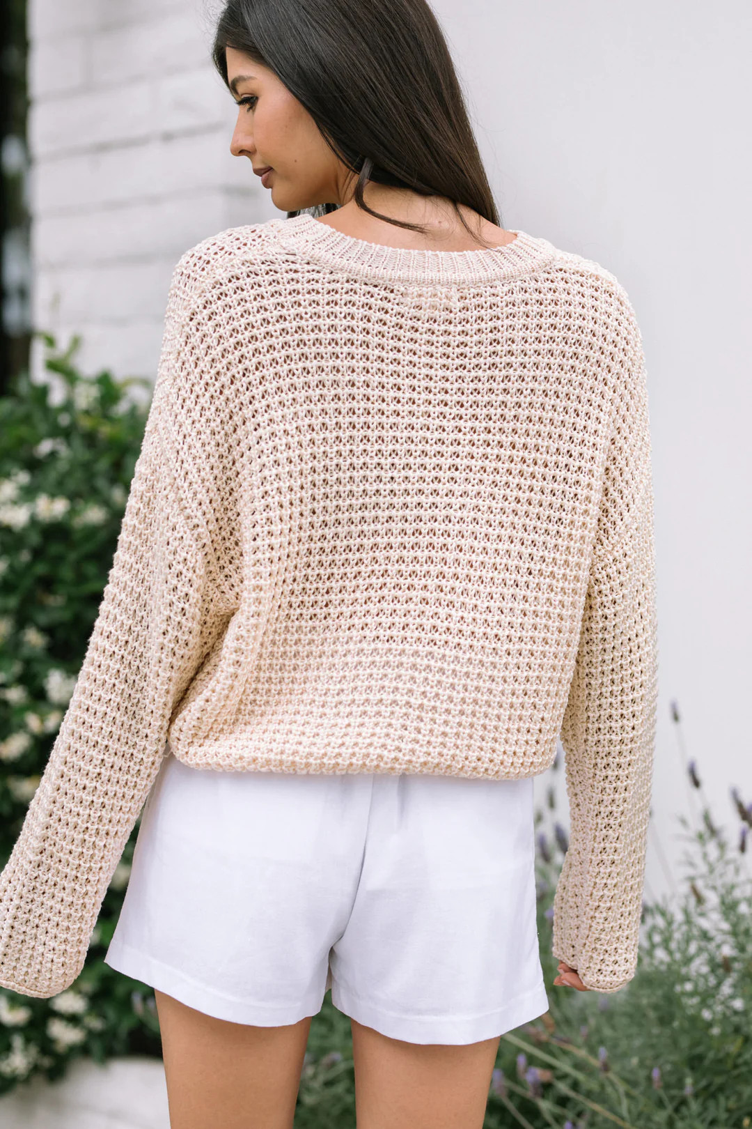 Deanna Crochet Knit Sweater | Morning Lavender