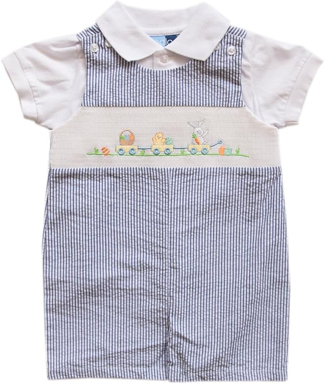 Good Lad Newborn/Infant Boys Two Piece Smocked Shortall Set with Bunny Theme | Amazon (US)