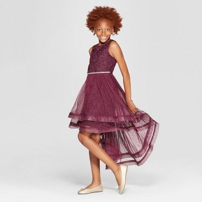 Lots of Love By Speechless Girls' Tulle Glitter Top Dress - Burgundy | Target