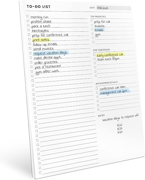 To Do List Notepad: With Multiple Functional Sections - Large Size 8.5x11" 52 Sheets - Tear Off D... | Amazon (US)