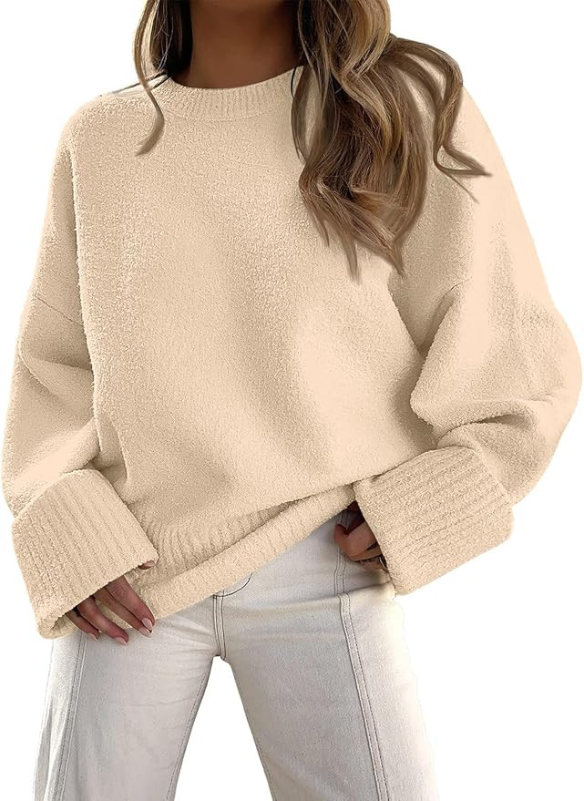 LILLUSORY Women's Oversized Sweaters Fuzzy Chunky Warm Pullover Sweater | Amazon (US)