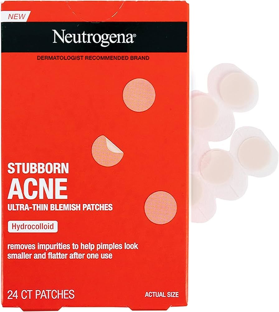 Neutrogena Stubborn Acne Pimple Patches, Acne Treatment for Face, Ultra-Thin Hydrocolloid Spot St... | Amazon (US)