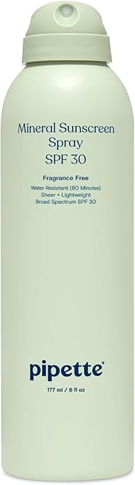 Pipette Baby Mineral Sunscreen Spray SPF 30, 6 oz, Water-resistant Non-nano Zinc Oxide Mineral Su... | Amazon (US)