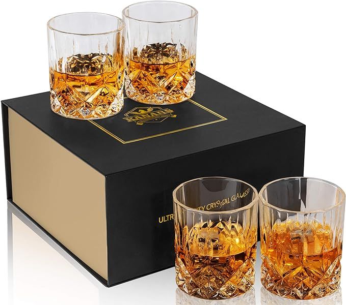 Amazon.com: KANARS Old Fashioned Whiskey Glasses with Luxury Box - 10 Oz Rocks Barware For Scotch... | Amazon (US)