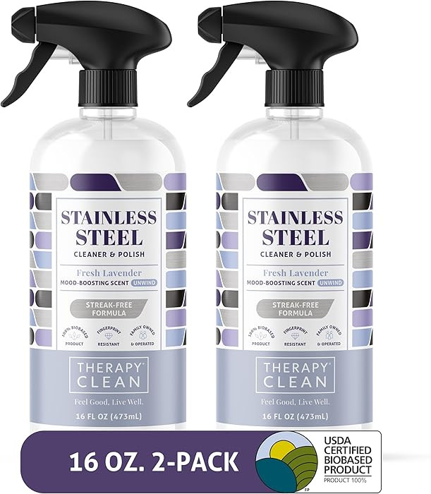 Therapy Stainless Steel Cleaner and Polish 100% USDA Biobased, Fingerprint and Residue Remover, L... | Amazon (US)