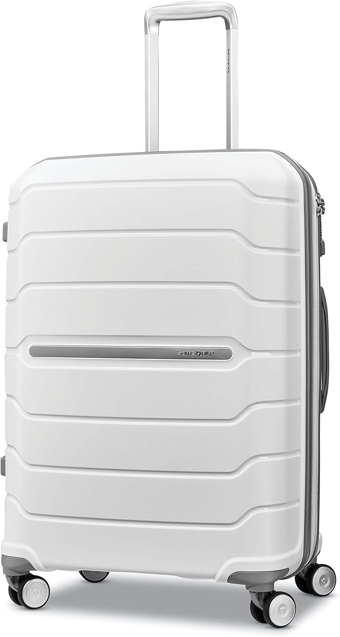 Samsonite Freeform Hardside Expandable with Double Spinner Wheels, White, Checked-Medium 24-Inch | Amazon (US)