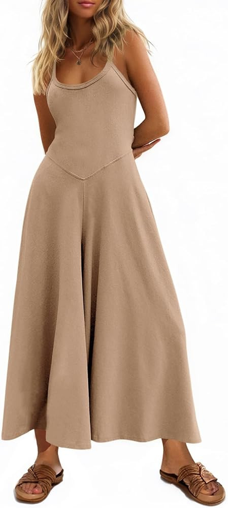 Cicy Bell Womens Casual Wide Leg Jumpsuits Summer Spaghetti Strap Sleeveless Cut Out Loose Long P... | Amazon (US)