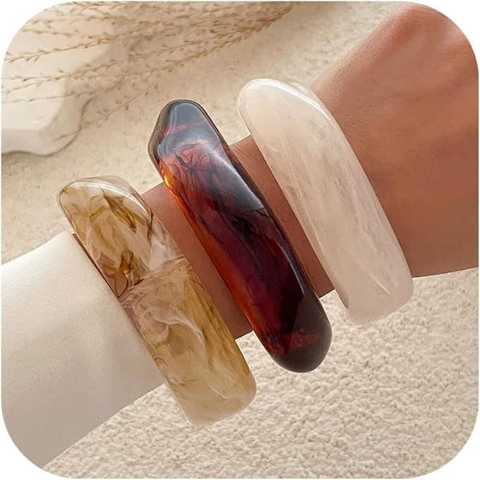 Chunky Bangle Bracelets For Women, Punk Multiple Color Acrylic Resin Irregular Geometric Cuff Bra... | Amazon (CA)