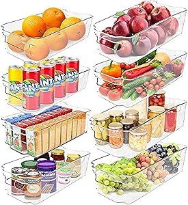 Greenco Fridge Bins, Set of 8 | Stackable Clear Refrigerator Organizer Bins w/ Durable Handles | ... | Amazon (US)
