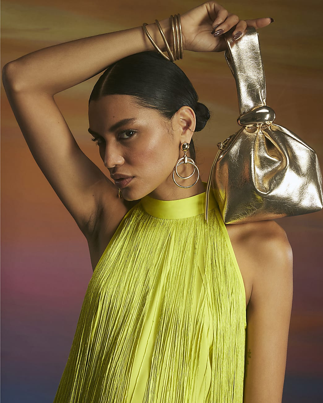 Gold Metal Grab Bag | River Island UK & IE
