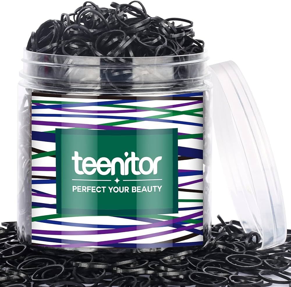 Teenitor 2000pcs Black Hair Rubber Bands Soft Elastic Hair Ties for Kids Girls Hair Braids | Amazon (US)