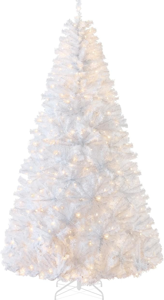 Best Choice Products White Christmas Tree 6ft Pre-Lit Artificial Pine Tree Premium Holiday Decora... | Amazon (US)