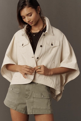 The Weston Cape Denim Boyfriend Jacket by Pilcro | Anthropologie (US)