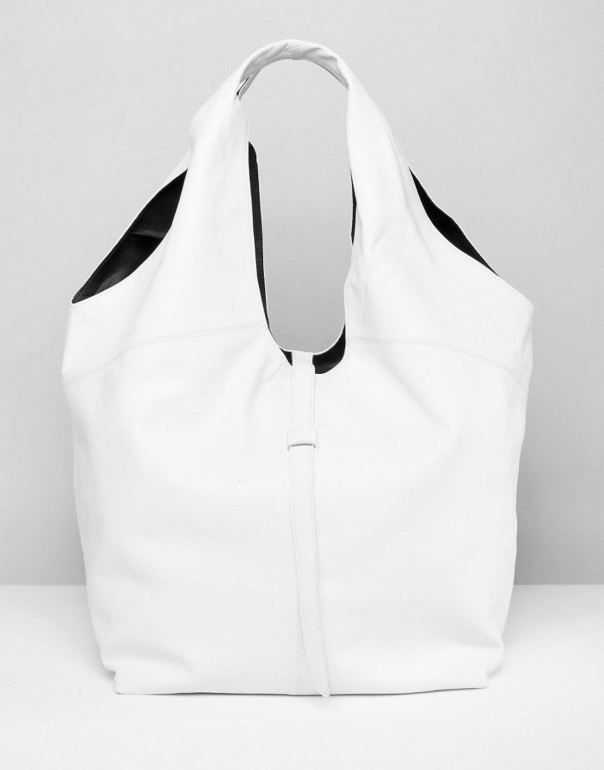 ASOS Leather Slouchy Shoulder Bag - White | ASOS US