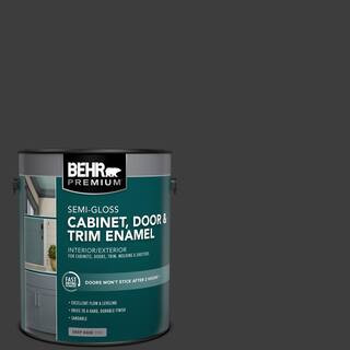 1 gal. Black Semi-Gloss Enamel Interior/Exterior Cabinet, Door & Trim Paint | The Home Depot