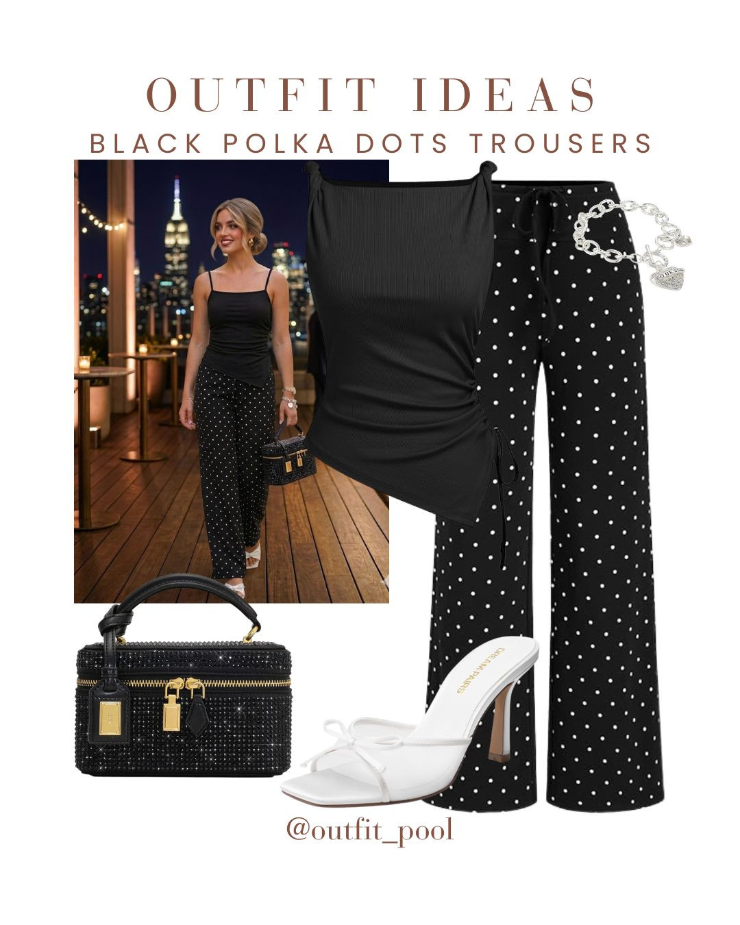 Polka dot trousers, 3 ways 🤍✨ One statement piece, three totally different vibes — all Amazon finds 🙌 👩‍💼 For work: styled with a crisp blouse/blazer for a polished office look 🌴 For vacation: paired with a breezy top & sandals for effortless holiday vibes 🍸 For going out: dressed up with a fitted top + heels for a chic evening look Fun, flattering, and so versatile — polka dots just make every outfit better 💫 (Polka Dot Trousers, Polka Dot Pants Outfit, Printed Trousers, Statement Pants, Polka Dot Outfit, Chic Print Outfit, Feminine Outfit Ideas, Vintage Inspired Style, Parisian Style Outfit, Casual Chic Look, Dressy Trousers Outfit, Patterned Pants Outfit, Polka Dot Street Style, Smart Casual Outfit, Workwear Trousers, Statement Bottoms, Outfit Inspiration) 

 #LTKgrwm #LTKootd #LTKPetite