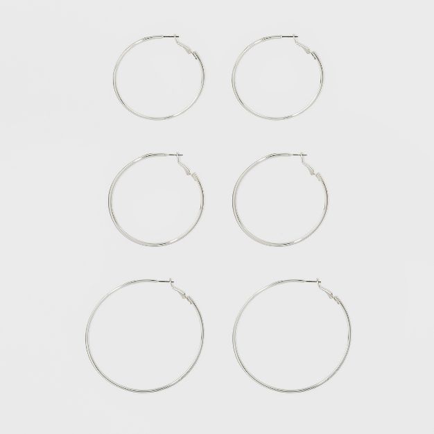 Hoop Earring Set 3ct - A New Day™ Silver | Target