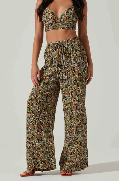 Femi Abstract Wide Leg Pant In Black/green | Shop Simon