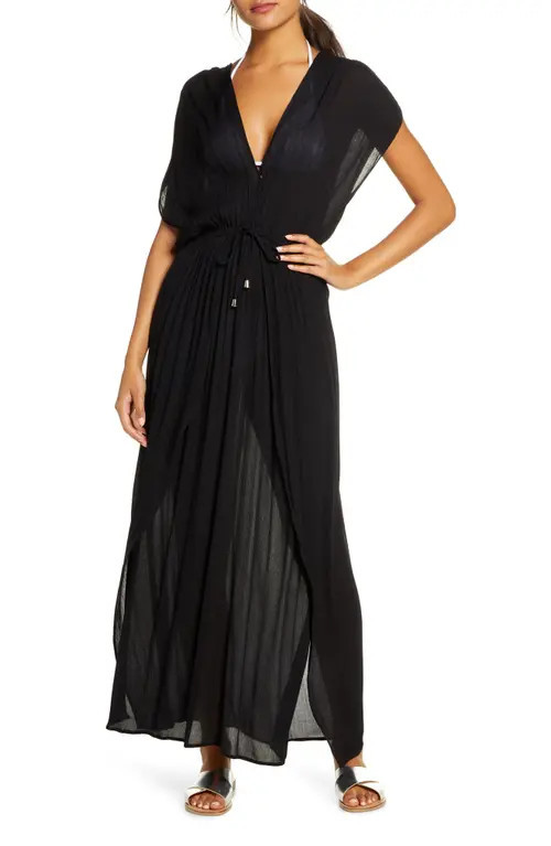 Elan Wrap Maxi Cover-Up Dress in Black at Nordstrom, Size Small | Nordstrom