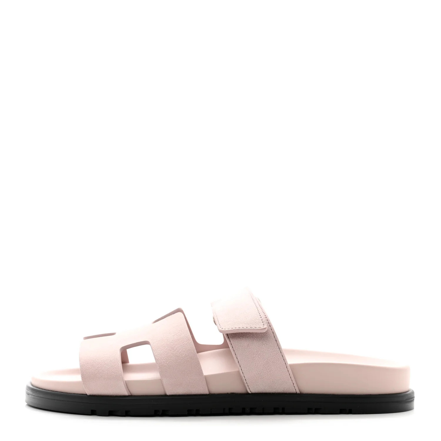 HERMES Suede Goatskin Womens Chypre Sandals 37.5 Rose Porcelaine | FASHIONPHILE (US)