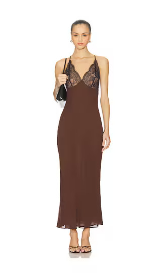 x REVOLVE Remi Slip Dress in Black & Brown | Revolve Clothing (Global)