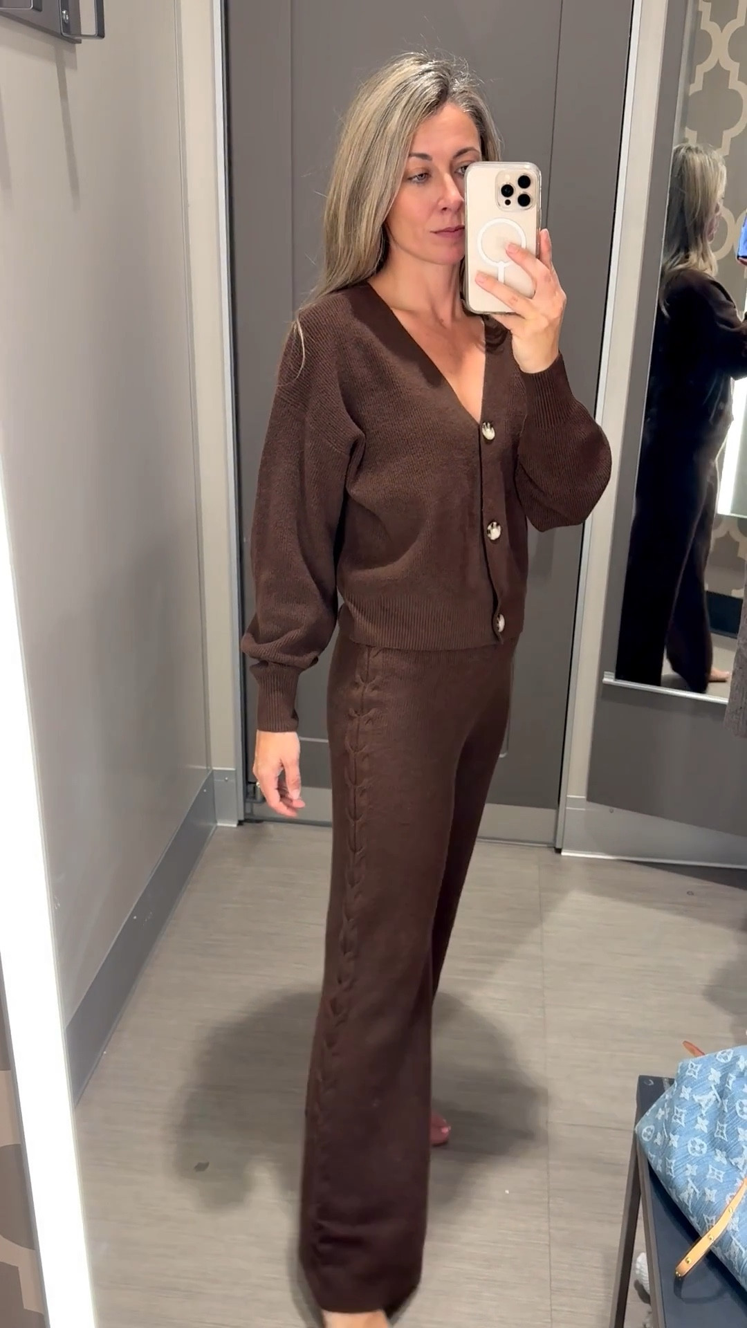 Target Auden brown cable knit cardigan and sweater combo. Oh my gosh this is the absolute softest and coziest thing ever! And the pants flare out! This is probably my new favorite must have set for the fall! Wearing an XS in both!

#LTKOver40 #LTKootd #LTKHoliday