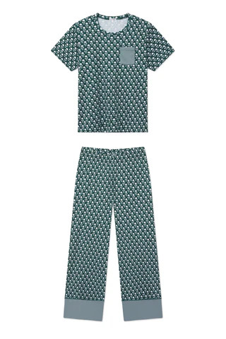 Pima Wide Leg Pajama Set in Frasier Bloom | Lake Pajamas
