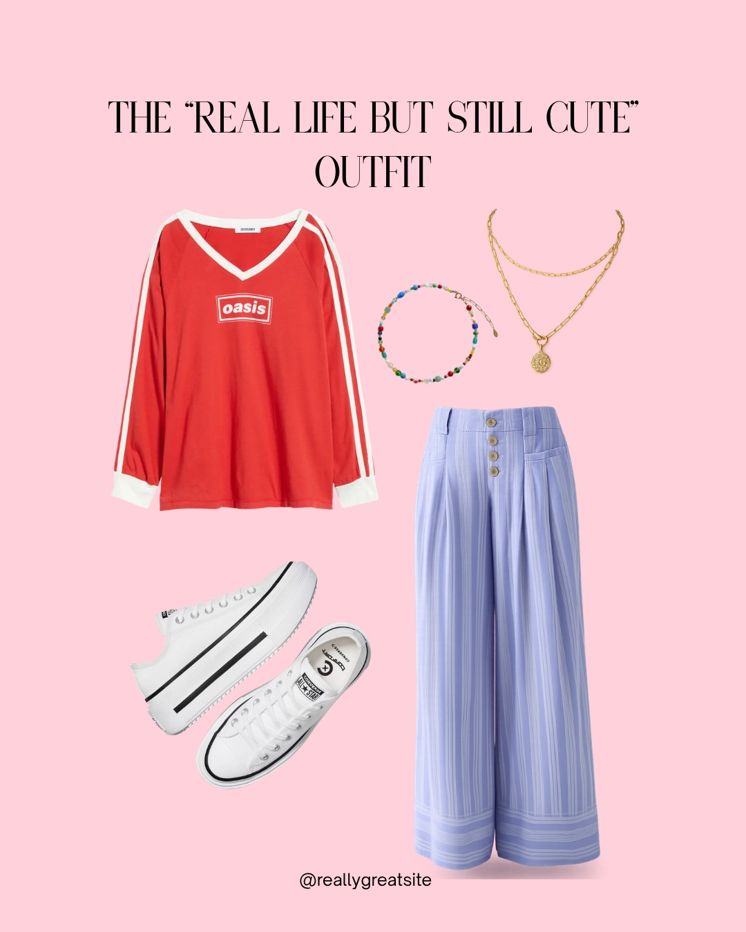 This casual mom outfit with a graphic top, flowy pants, sneakers, and simple jewelry is the kind of look that works for everyday life while still feeling fun and put together. 

 #LTKFinds #LTKStyleTip #momstyle #casualoutfit #comfortablechic #everydayfashion #springstyle 

#LTKmomlife #LTKootd #LTKMothersDay