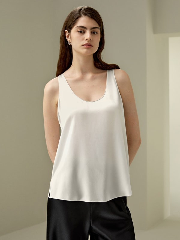 Tanque de Seda con Cuello en U y Corte Relajado | LILYSILK