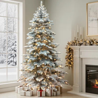 Pre-lit Snow Flocked Fir Christmas Tree | Wayfair North America