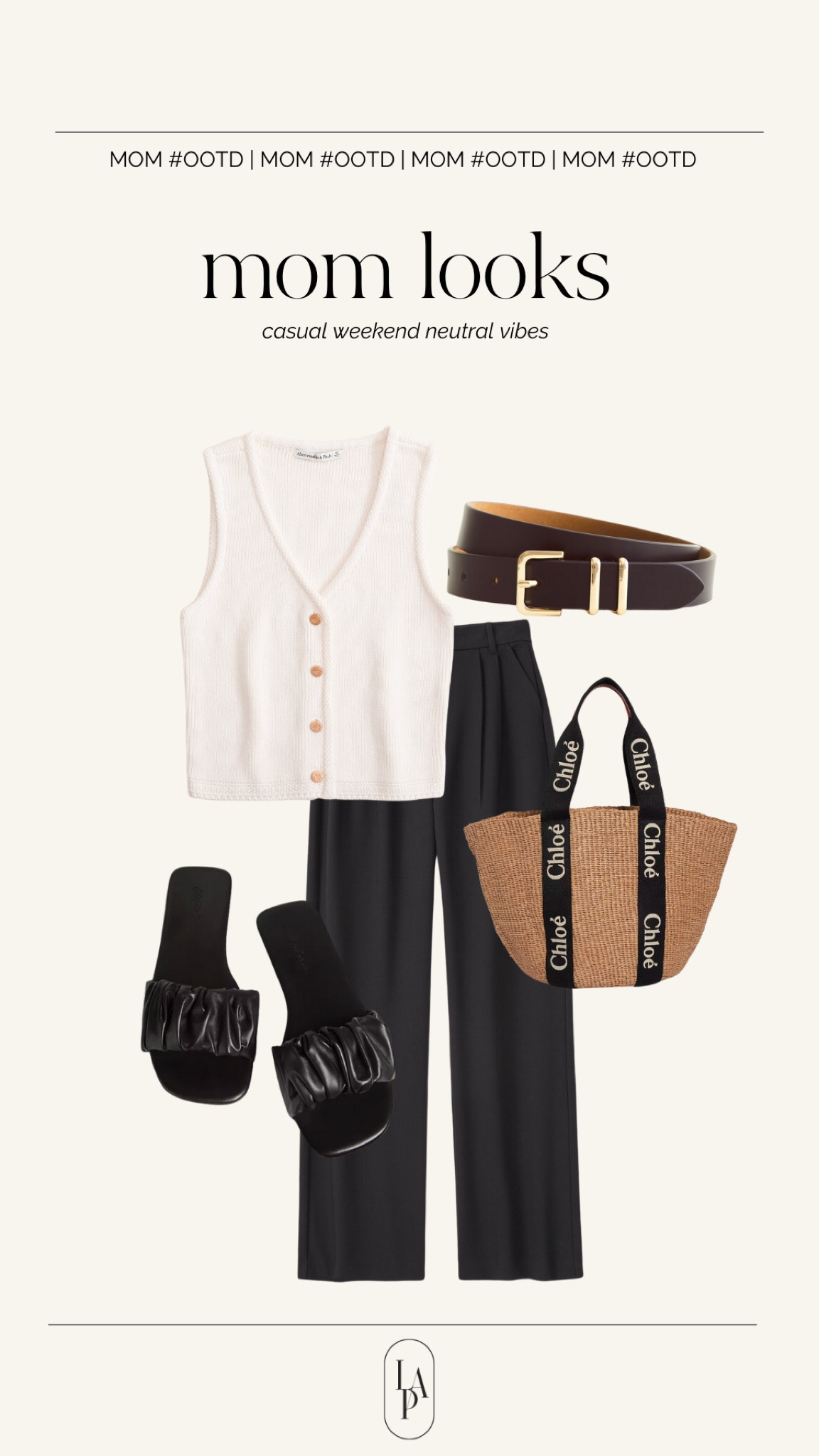 Neutral mom weekend outfit 