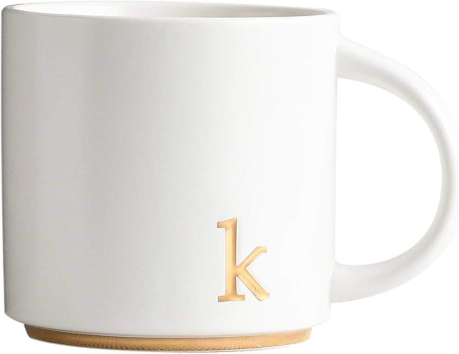 COLLECTIVE HOME - Monogram Ceramic Mugs, 15 oz Golden Initial Coffee Cups, Elegant Alphabet Tea M... | Amazon (US)
