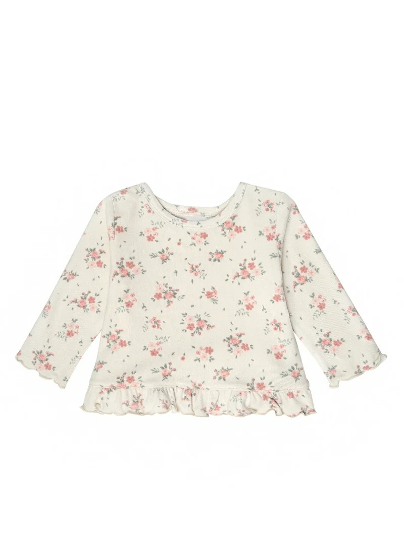 Modern Moments by Gerber Baby Neutral Long Sleeve Ruffle Hem Top, Sizes 0/3 Months - 24 Months | Walmart (US)