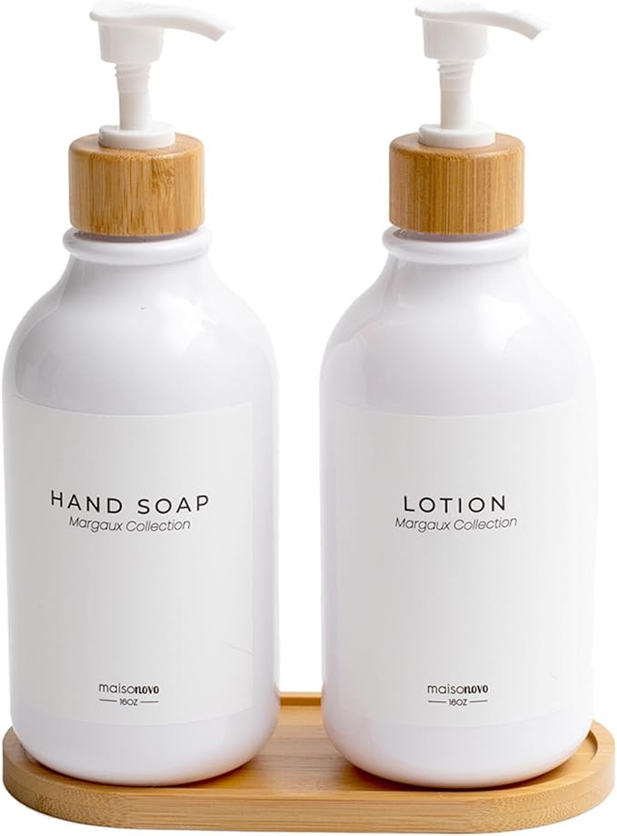 MaisoNovo Dish Soap Dispenser for Kitchen Bamboo Pump and Soap Tray - Kitchen Soap Dispenser Set,... | Amazon (US)