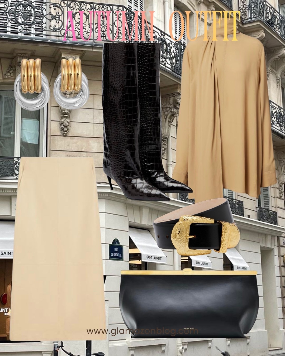 Autumn outfit, nude blouse, nude skirt, black clutch, anine bing clutch, heaven mayhem earrings

#LTKautumn #LTKuk #LTKeurope