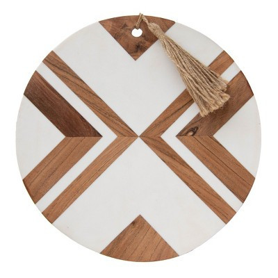 Round Large White Wood, Resin & Jute Cutting Board | Target