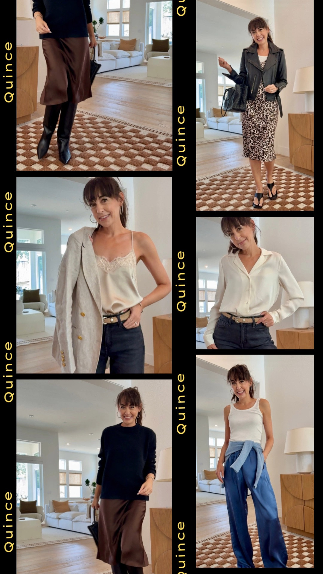 Silk isn't a dressy fabric. It's a lazy one. 5 washable @onequince silk pieces, all under $100 — drawstring pant, blouse, slip skirt, slip dress, camisole. Shop the edit below. #quincepartner