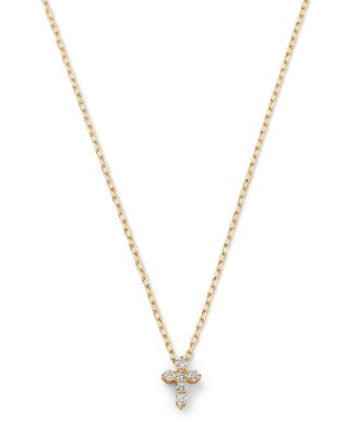 Bloomingdale's Fine Collection Diamond Mini Cross Pendant Necklace in 14K Gold, 0.12 tcw | Bloomi... | Bloomingdale's (US)